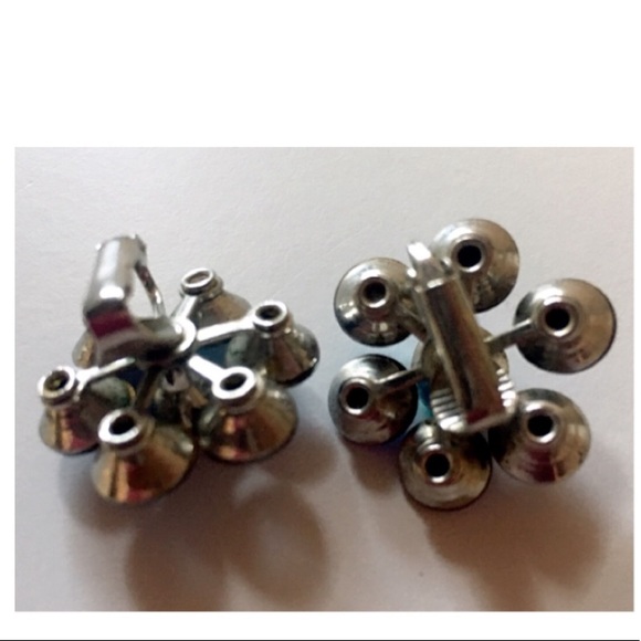 Bright Blue Clip On Earrings - Picture 4 of 4